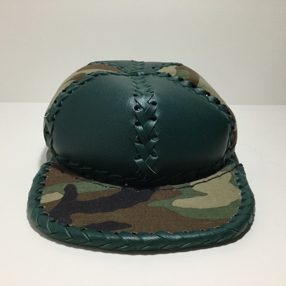 Handmade vegan leather hat---Camouflage - Picture 1 of 5